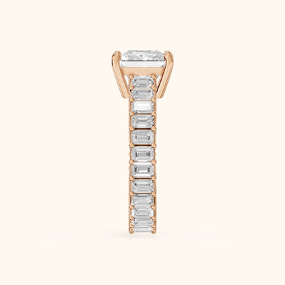 Mallory Shared Prong Princess Diamond Engagement Ring in Rose Gold - SideView.webp