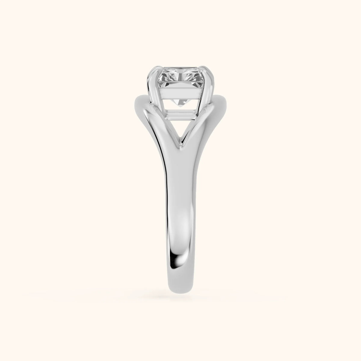 Madeleine Split Shank Radiant Diamond Engagement Ring in White Gold - SideView.webp