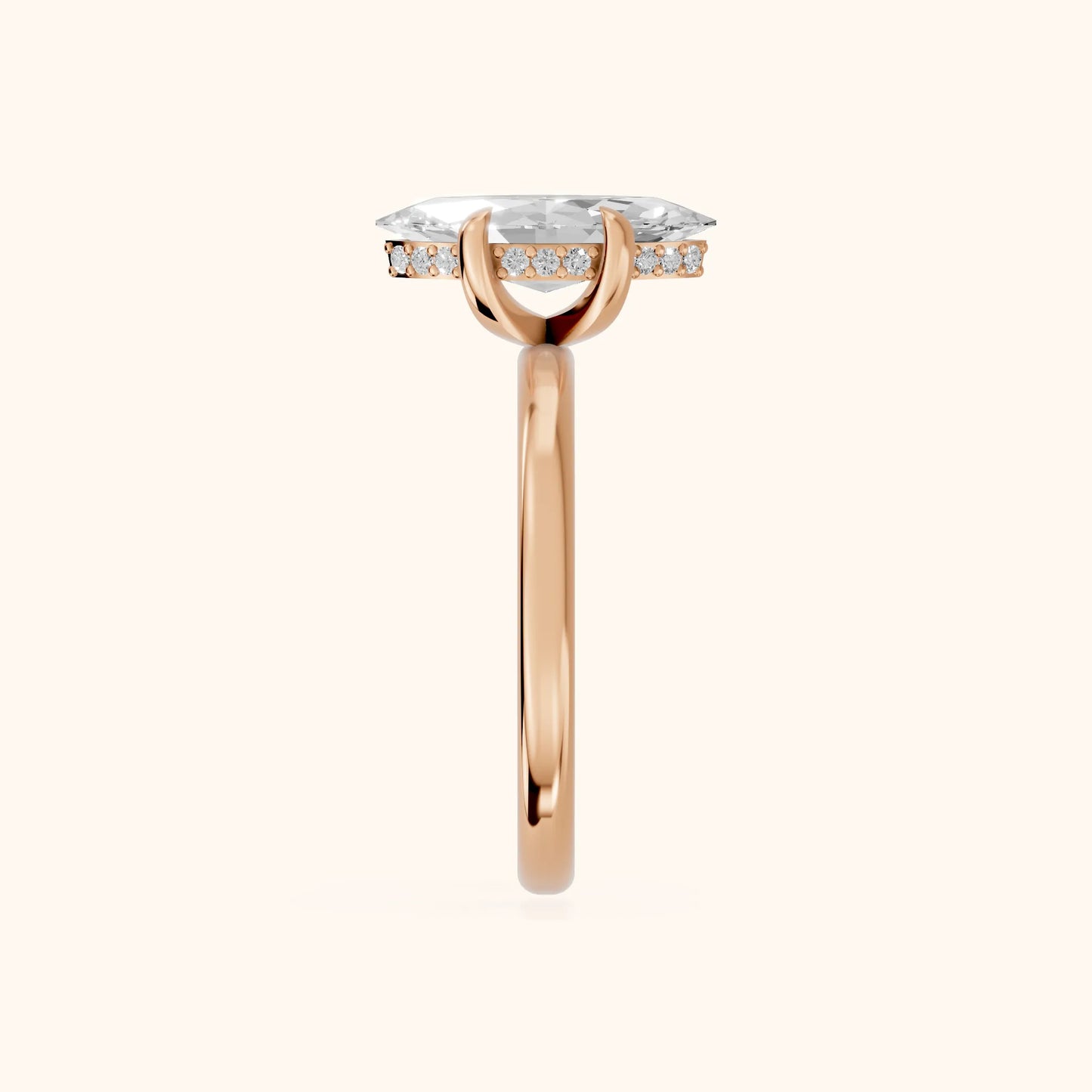 Charlotte Charm Solitaire Marquise Diamond Engagement Ring in Rose Gold - SideView