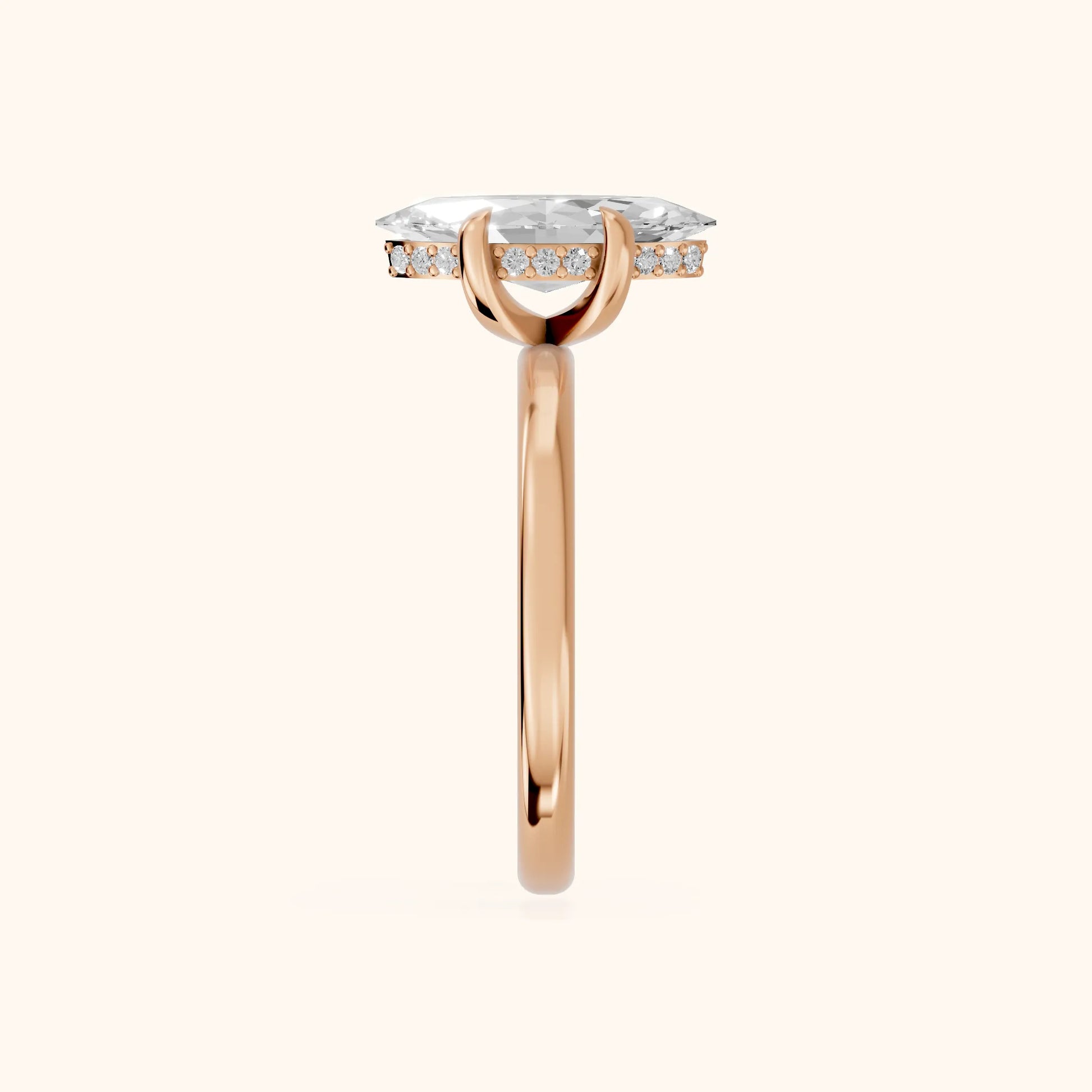 Charlotte Charm Solitaire Marquise Diamond Engagement Ring in Rose Gold - SideView