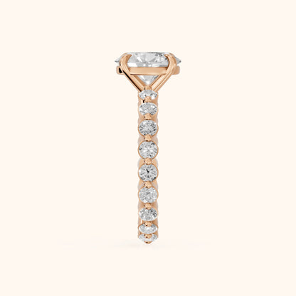 Piper Sidestone Oval Diamond Engagement Ring in Rose Gold - SideView.webp