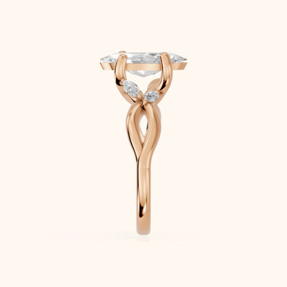 Luna Glow Twisted Marquise Diamond Engagement Ring in Rose Gold - SideView