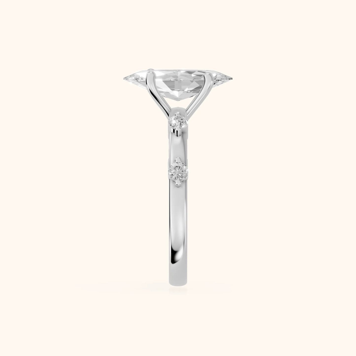 Elena Radiance Solitaire Marquise Diamond Engagement Ring in White Gold - SideView