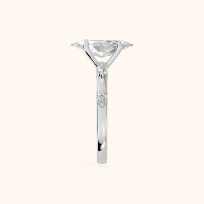 Elena Radiance Solitaire Marquise Diamond Engagement Ring in White Gold - SideView
