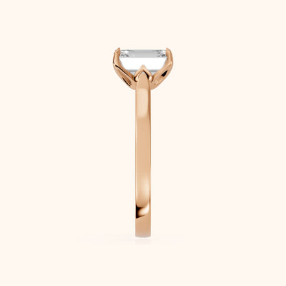 Isabella Bloom Solitaire Emerald Diamond Engagement Ring in Rose Gold - SideView