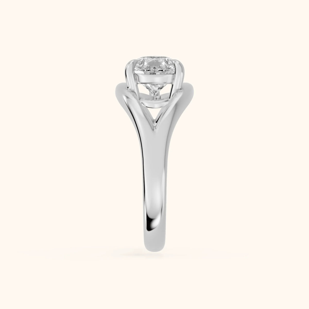 Madeleine Split Shank Pear Diamond Engagement Ring in Silver - SideView.webp