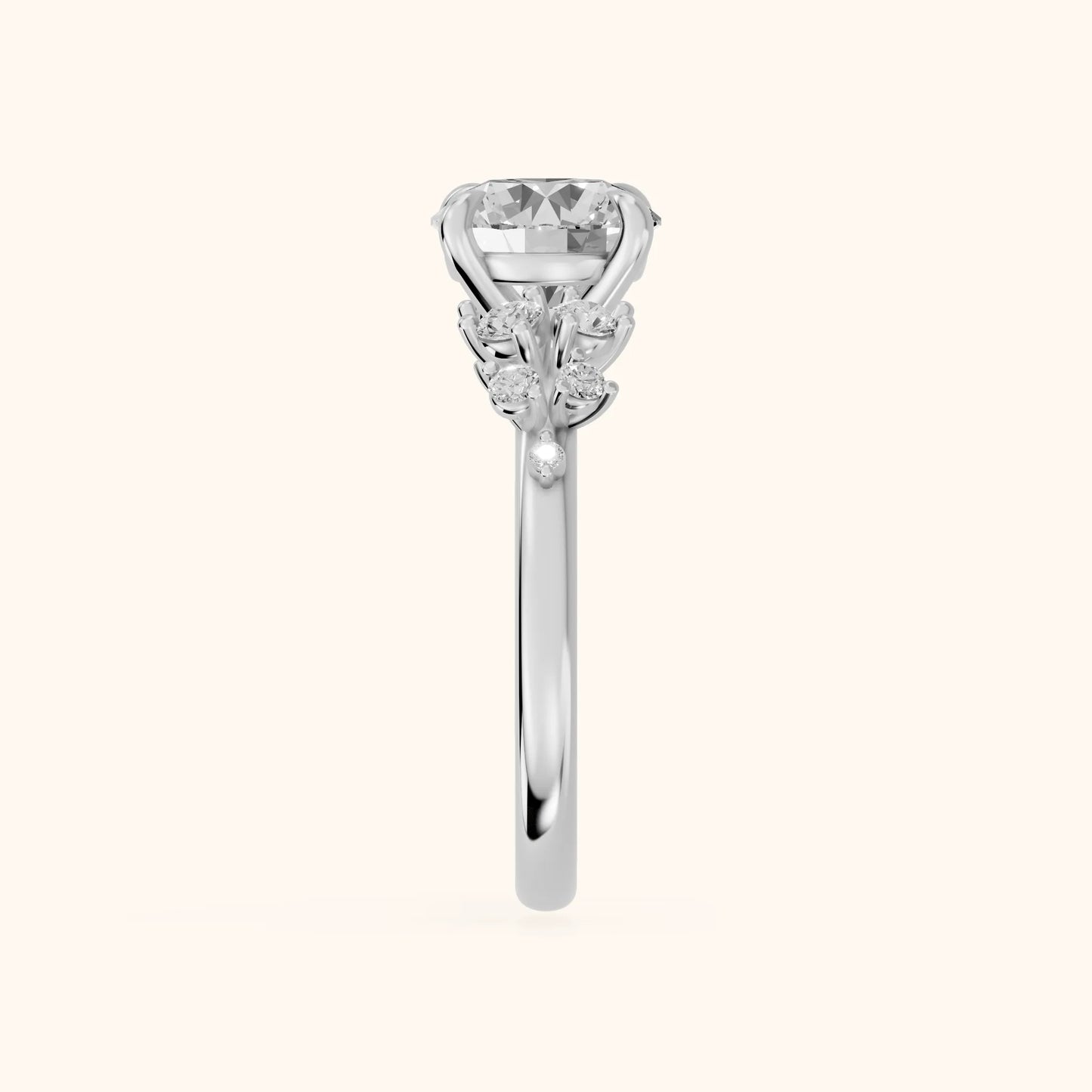 Evelina Bloom Round Diamond Engagement Ring in Platinum - SideView
