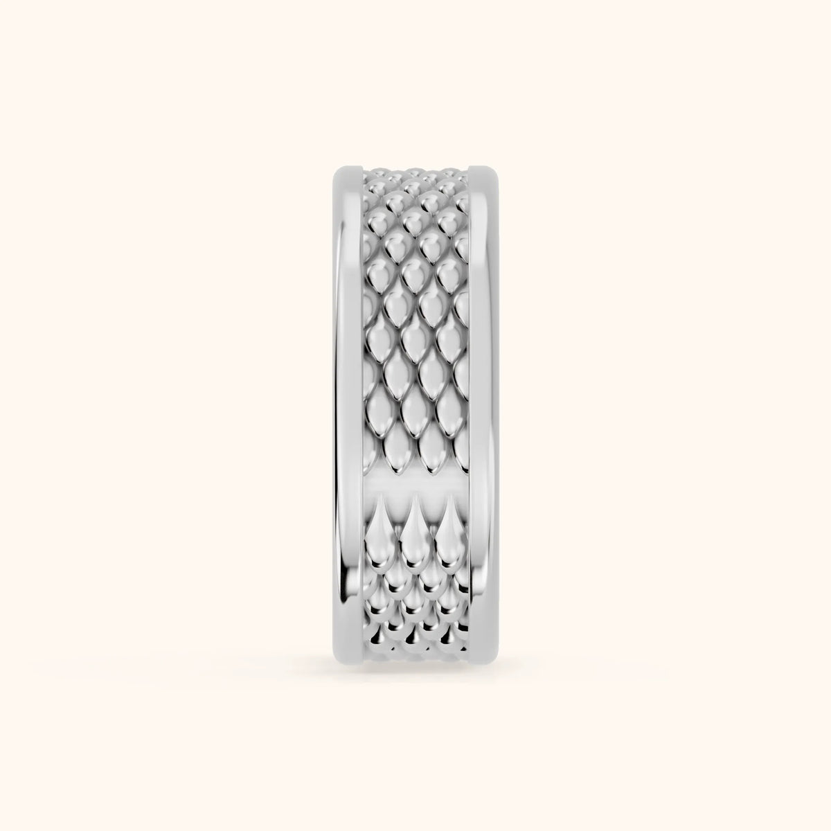 Nitya Carved Step Edge Wedding Band in Platinum - SideView