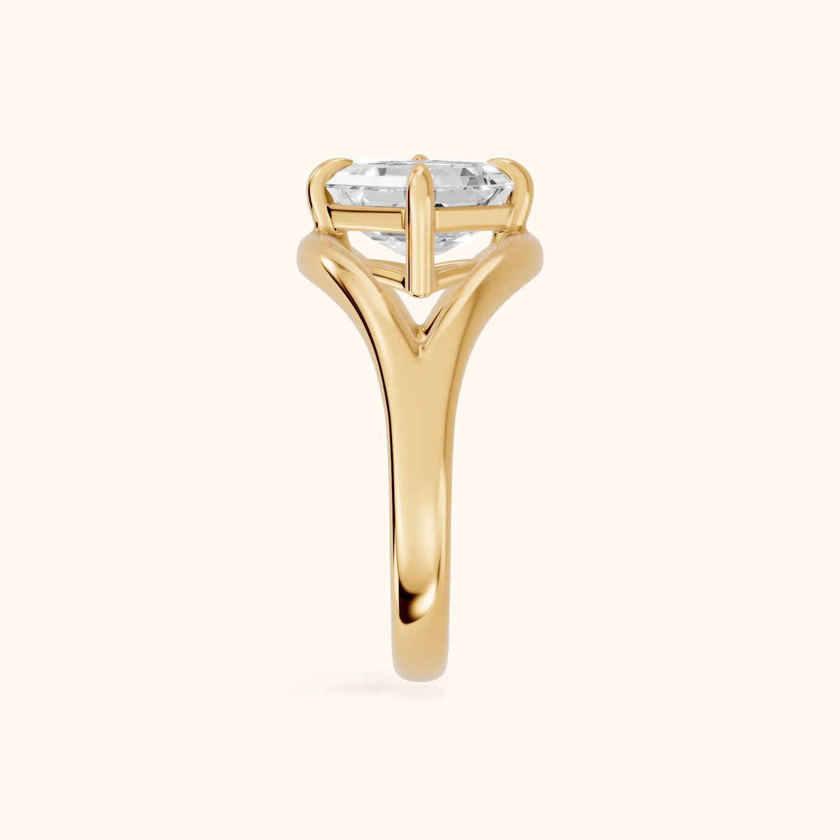 Madeleine Split Shank Asscher Diamond Engagement Ring in Yellow Gold - SideView.webp
