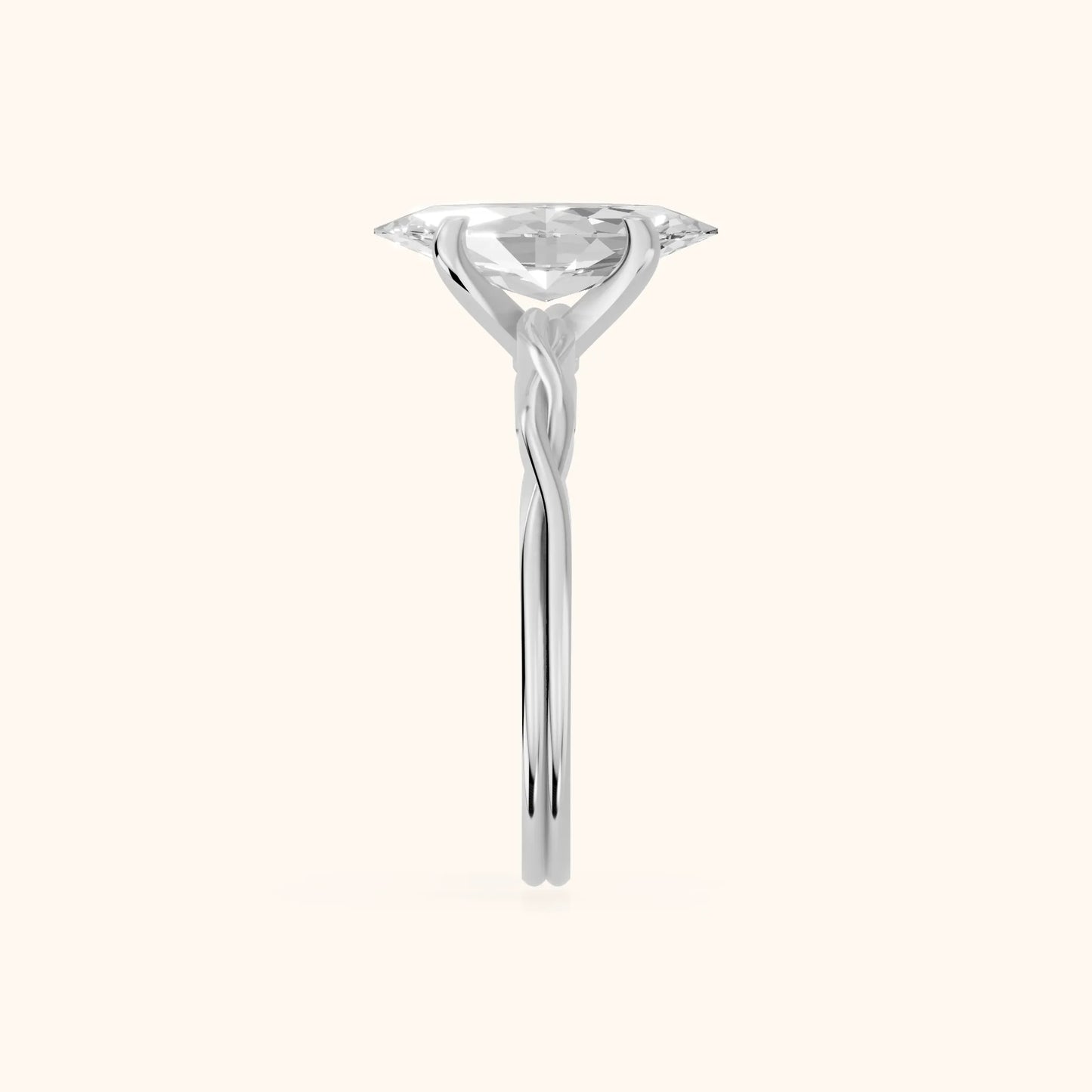 Iris Twist Marquise Diamond Engagement Ring in Platinum - SideView