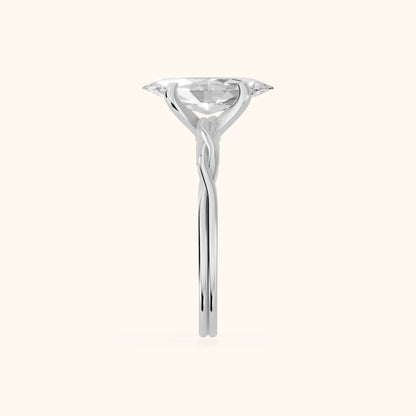 Iris Twist Marquise Diamond Engagement Ring in Platinum - SideView