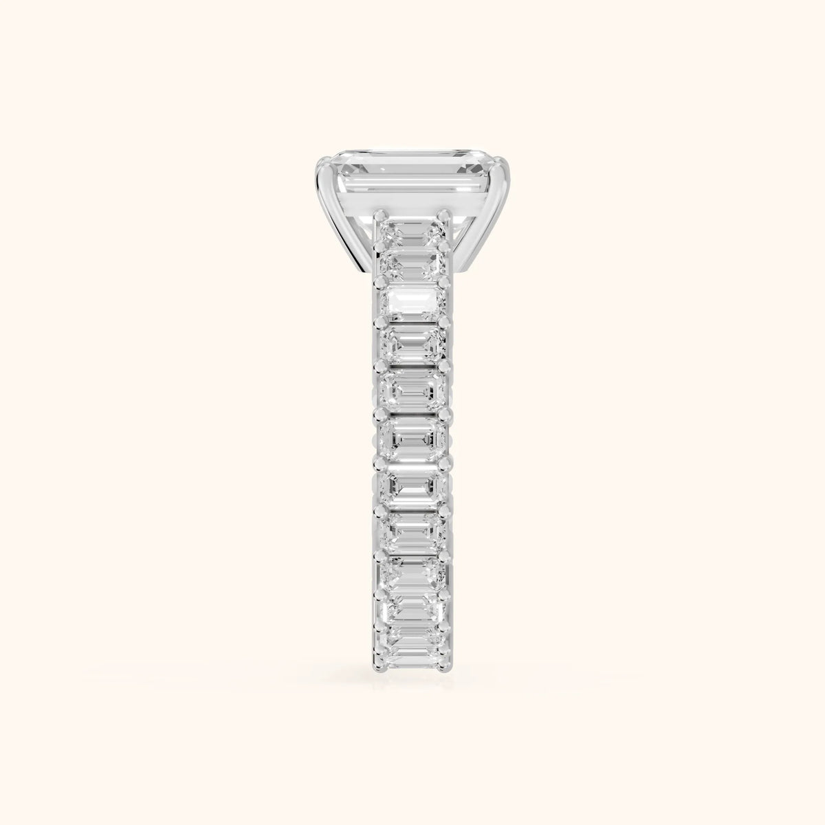 Mallory Shared Prong Emerald Diamond Engagement Ring in Silver - SideView.webp