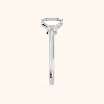 Flora Guardian Solitaire Emerald Diamond Engagement Ring in White Gold - SideView