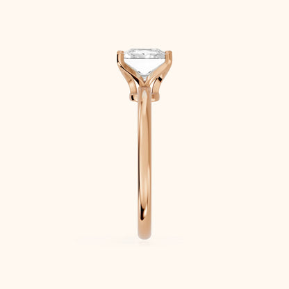 Flora Guardian Solitaire Princess Diamond Engagement Ring in Rose Gold - SideView