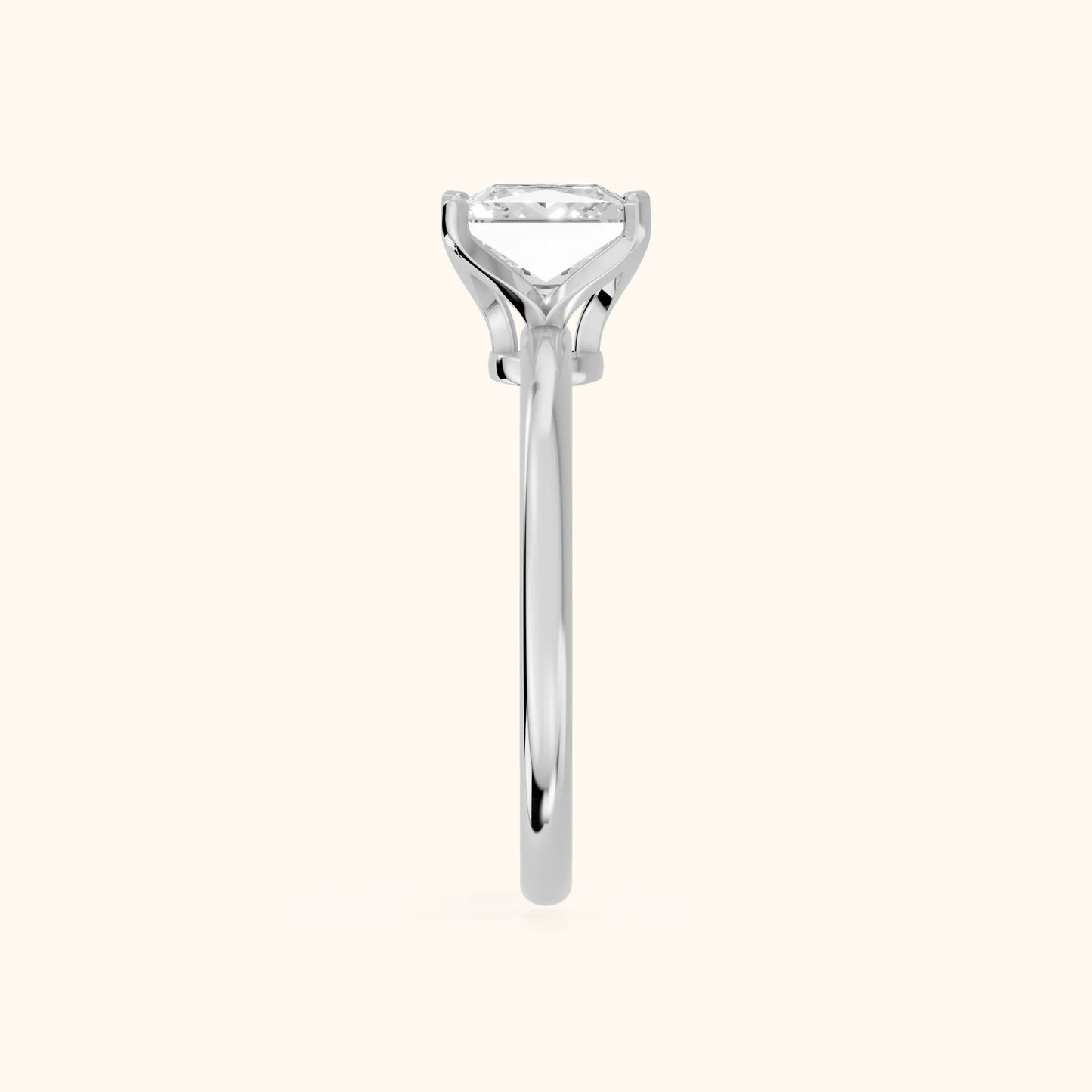 Flora Guardian Solitaire Princess Diamond Engagement Ring in Platinum - SideView