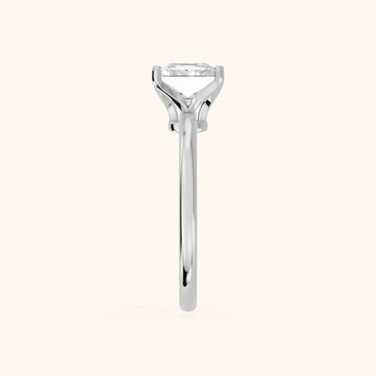 Flora Guardian Solitaire Princess Diamond Engagement Ring in Platinum - SideView