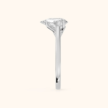 Iris Vintage Pear Diamond Engagement Ring in White Gold - SideView
