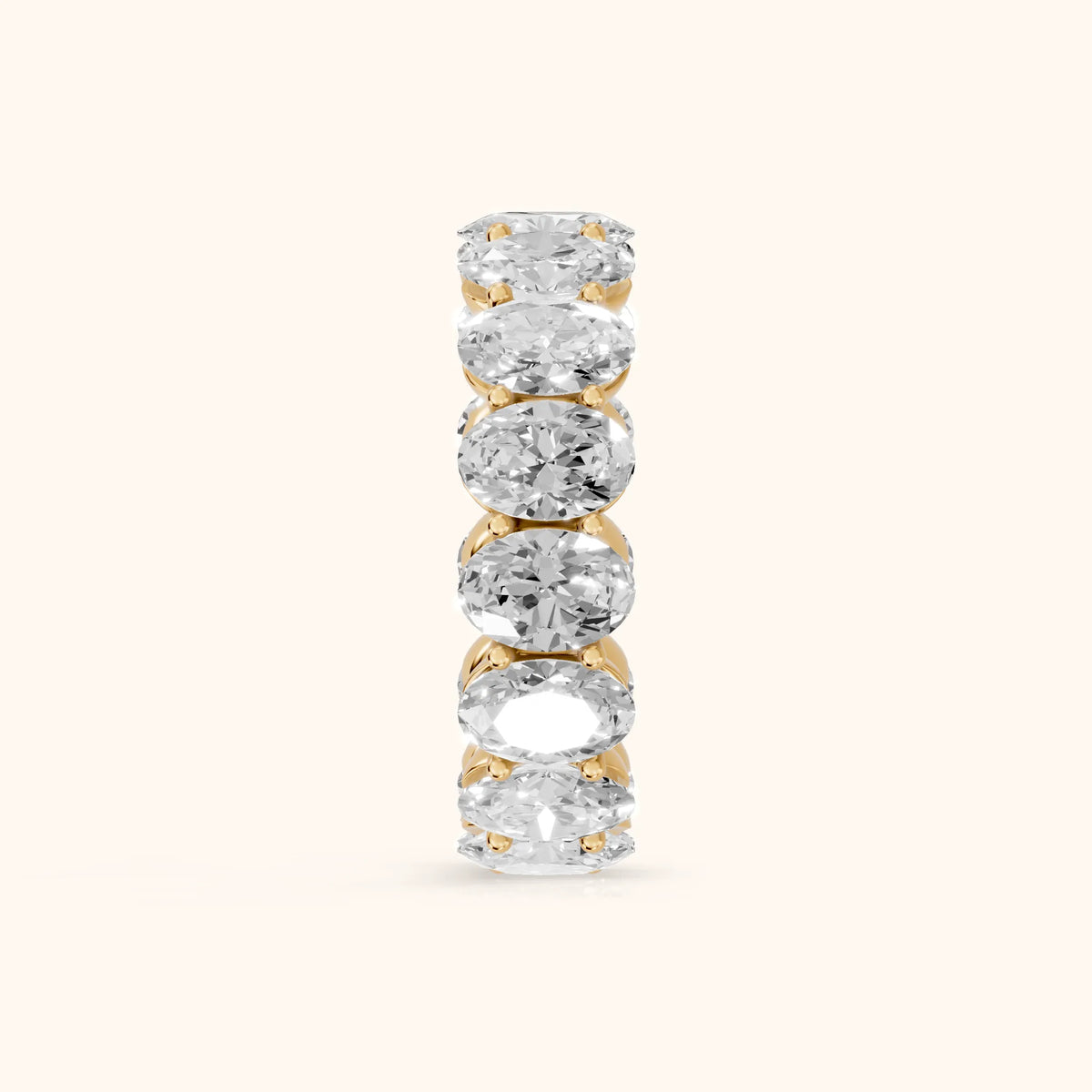 Flavia Shared Prong Oval Diamond Eternity Band in Yellow Gold - SideView