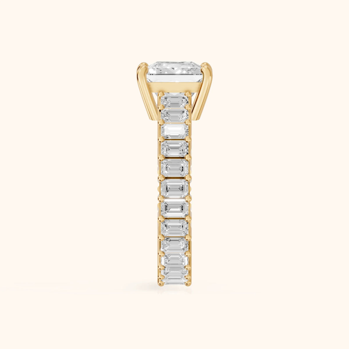Mallory Shared Prong Princess Diamond Engagement Ring in Yellow Gold - SideView.webp