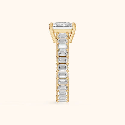 Mallory Shared Prong Princess Diamond Engagement Ring in Yellow Gold - SideView.webp
