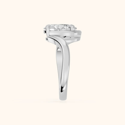 Margaux Bypass Solitaire Oval Diamond Engagement Ring in Silver - SideView.webp