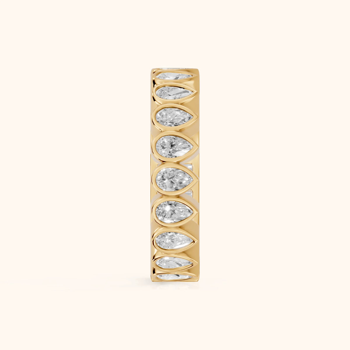 Lola Bezel Pear & Baguette Diamond Eternity Band in Yellow Gold - SideView