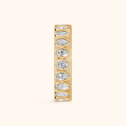 Lola Bezel Pear & Baguette Diamond Eternity Band in Yellow Gold - SideView