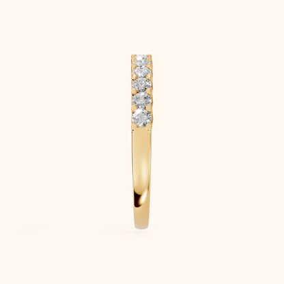 Chantal Shared Prong Round Diamond Half Eternity Band in Yellow Gold - SideView