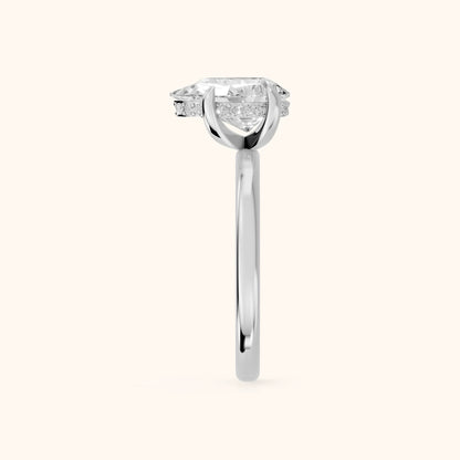 Charlotte Charm Solitaire Pear Diamond Engagement Ring in White Gold - SideView