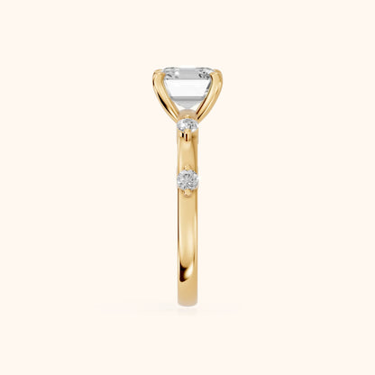 Elena Radiance Solitaire Asscher Diamond Engagement Ring in Yellow Gold - SideView