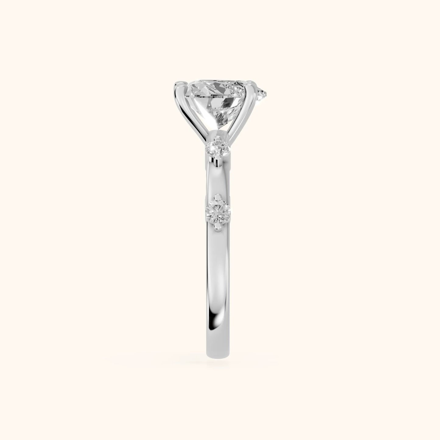 Elena Radiance Solitaire Heart Diamond Engagement Ring in White Gold - SideView