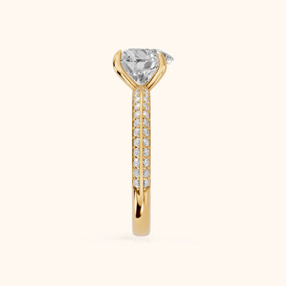 Meredith Knife Edge Pavé Heart Diamond Engagement Ring in Yellow Gold - SideView.webp