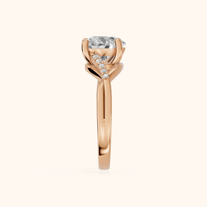 Veronica Twist Side Stone Heart Diamond Engagement Ring in Rose Gold - SideView