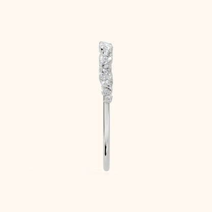 Nika Petite Marquise & Round Diamond Wedding Band in White Gold - SideView