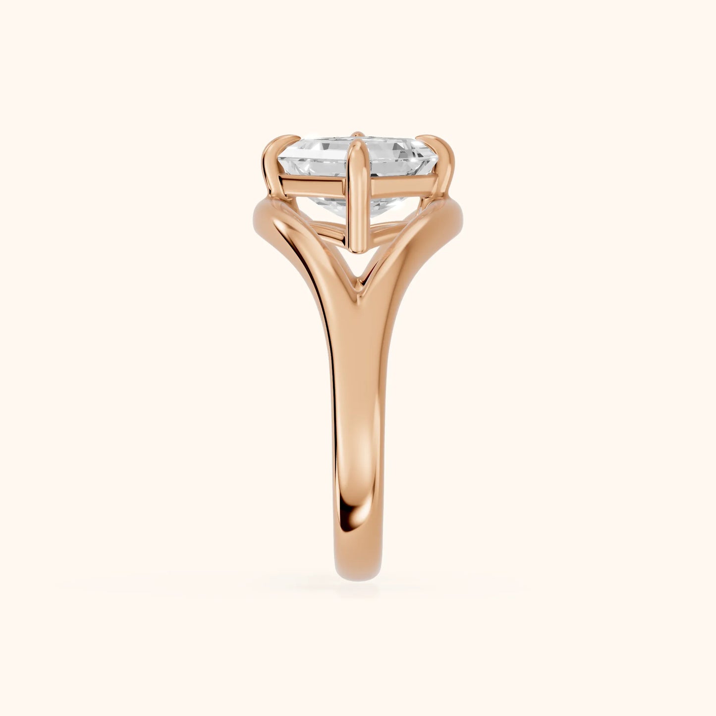 Seraphina Criss Cross Asscher Diamond Engagement Ring in Rose Gold - SideView