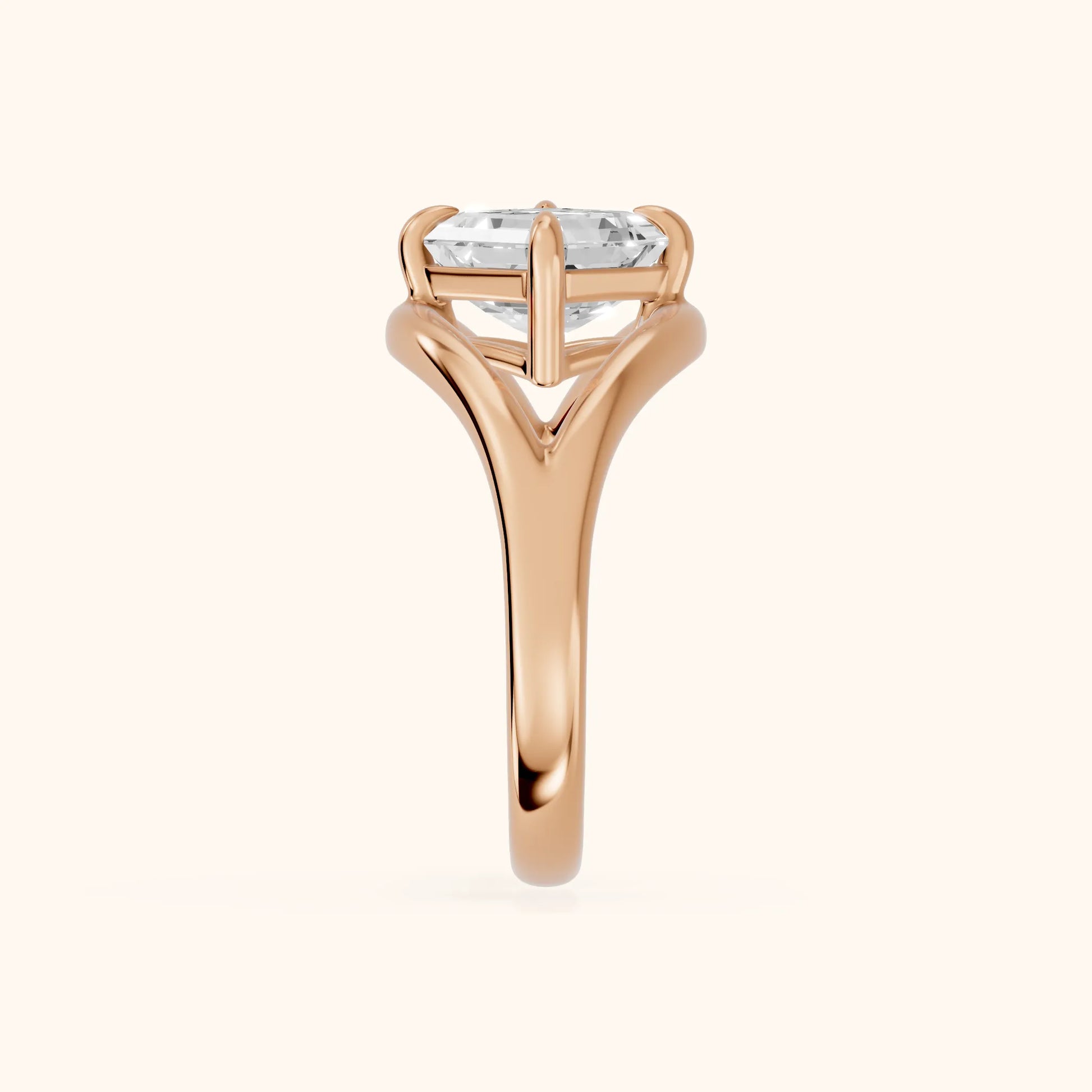 Seraphina Criss Cross Asscher Diamond Engagement Ring in Rose Gold - SideView