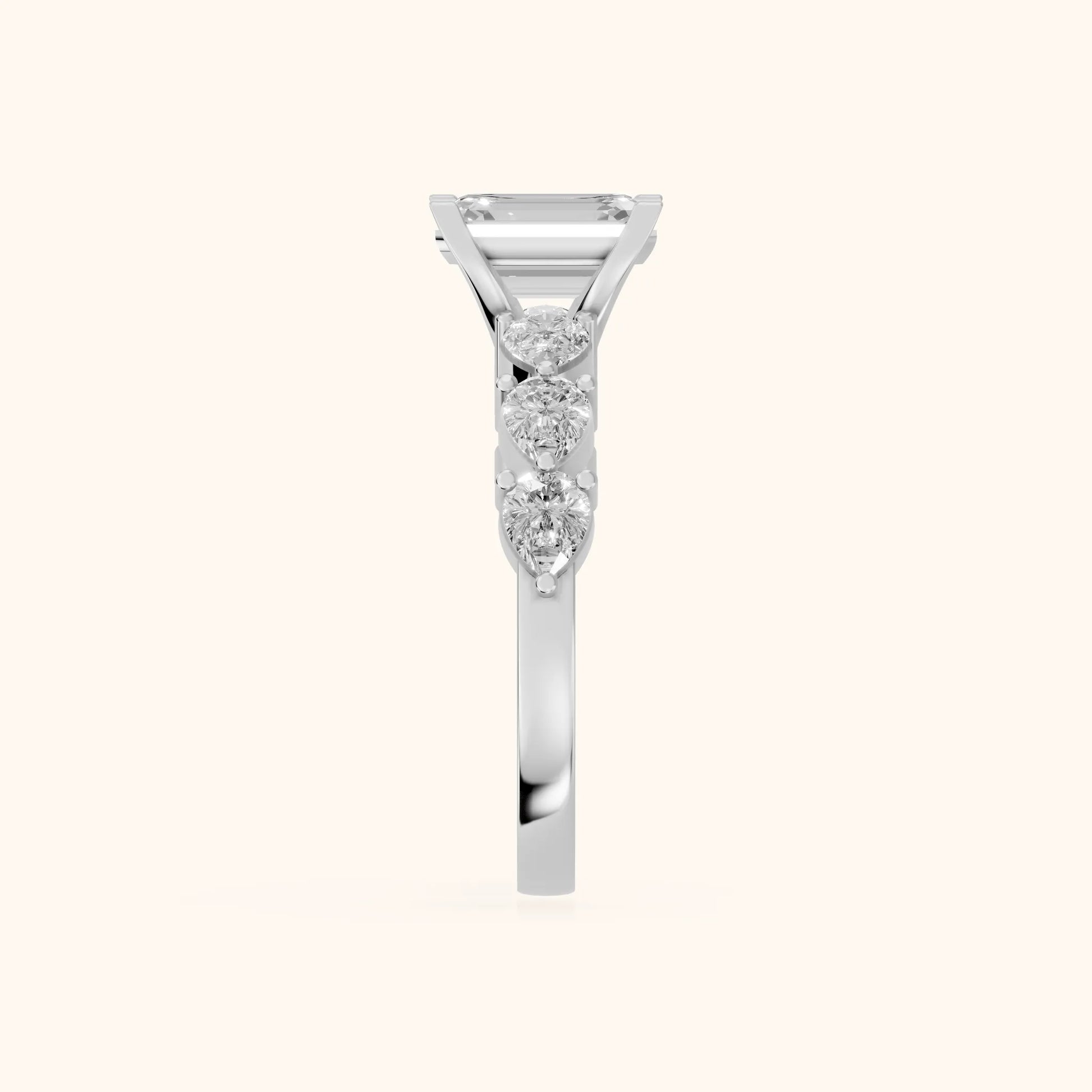 Iris Emerald Diamond Bridal Set in Silver - SideView