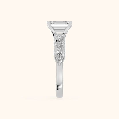 Iris Emerald Diamond Bridal Set in Silver - SideView