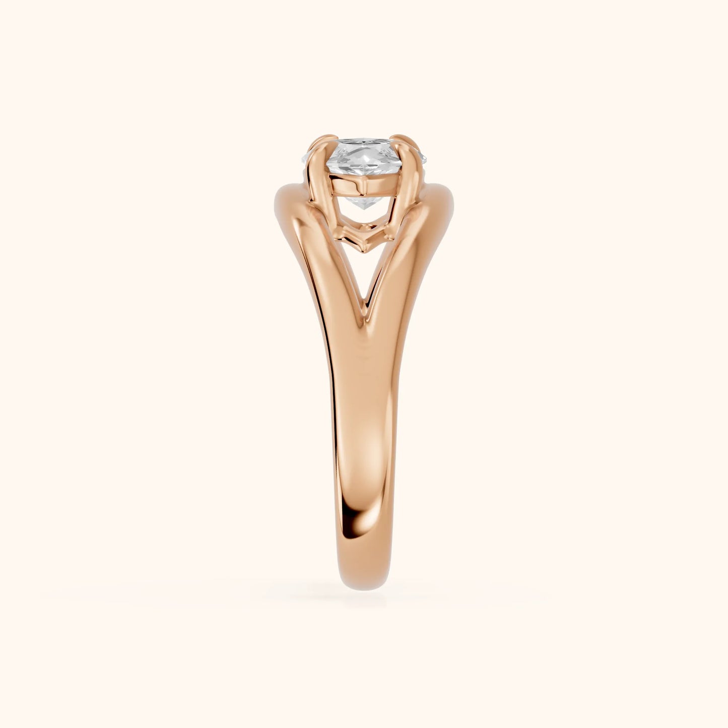 Seraphina Criss Cross Marquise Diamond Engagement Ring in Rose Gold - SideView