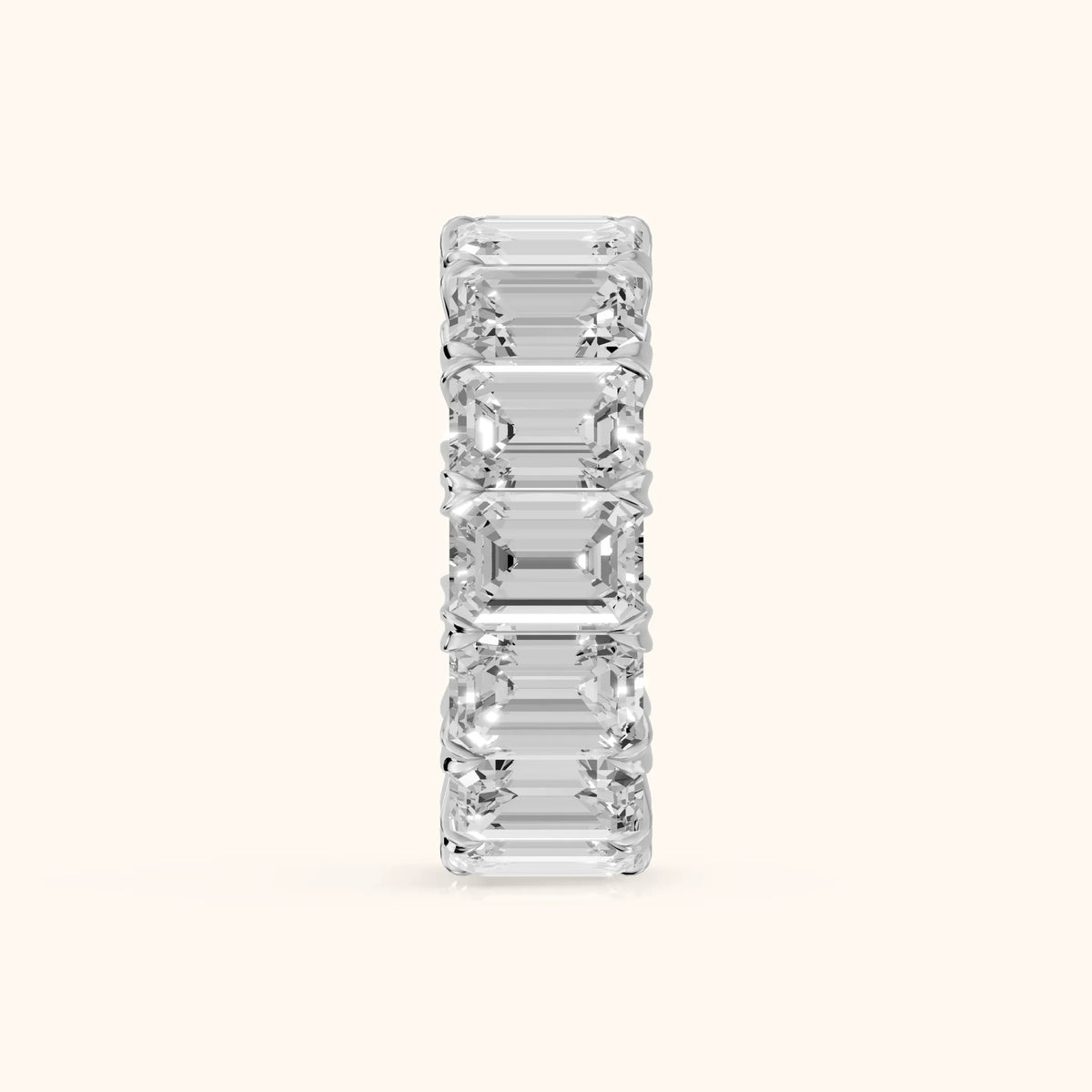 Odessa Shared Prong Emerald Diamond Eternity Band in Silver - SideView