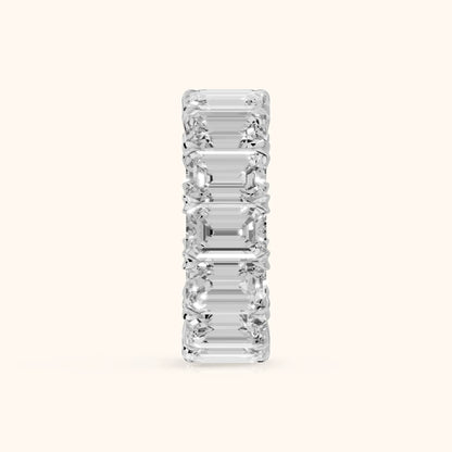 Odessa Shared Prong Emerald Diamond Eternity Band in Silver - SideView