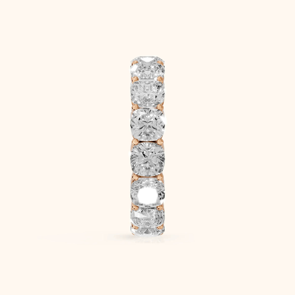 Vida Shared Prong Cushion Diamond Eternity Band in Rose Gold - SideView