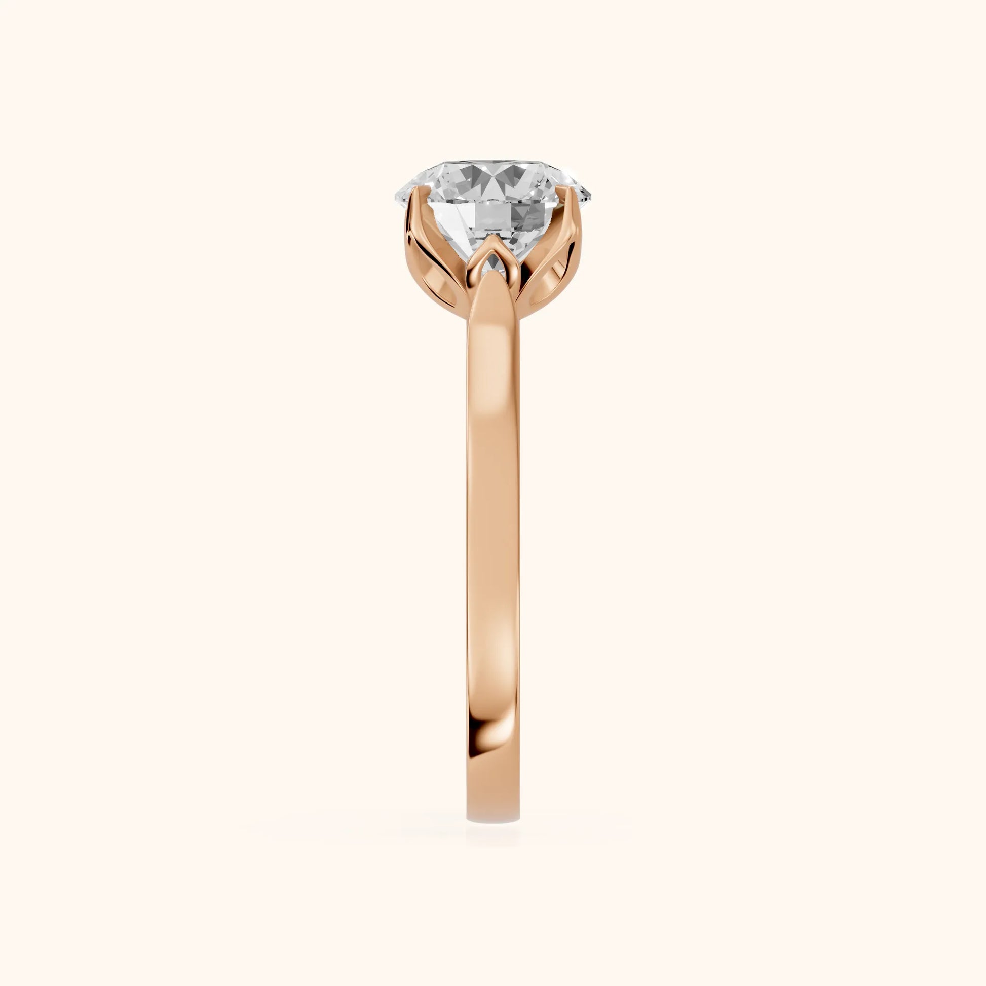 Isabella Bloom Solitaire Round Diamond Engagement Ring in Rose Gold - SideView