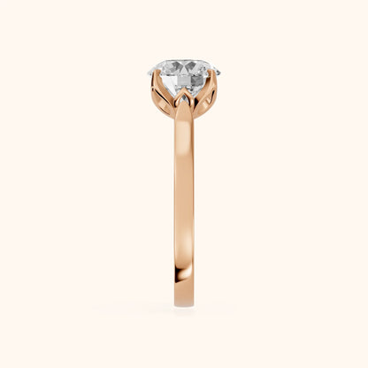 Isabella Bloom Solitaire Round Diamond Engagement Ring in Rose Gold - SideView