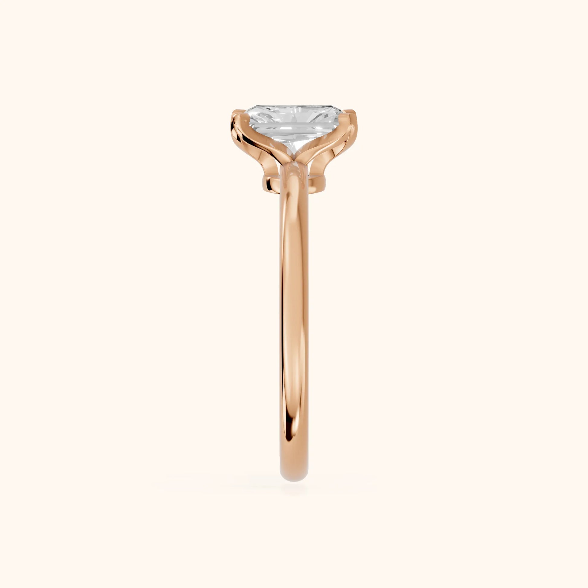 Flora Guardian Solitaire Radiant Diamond Engagement Ring in Rose Gold - SideView