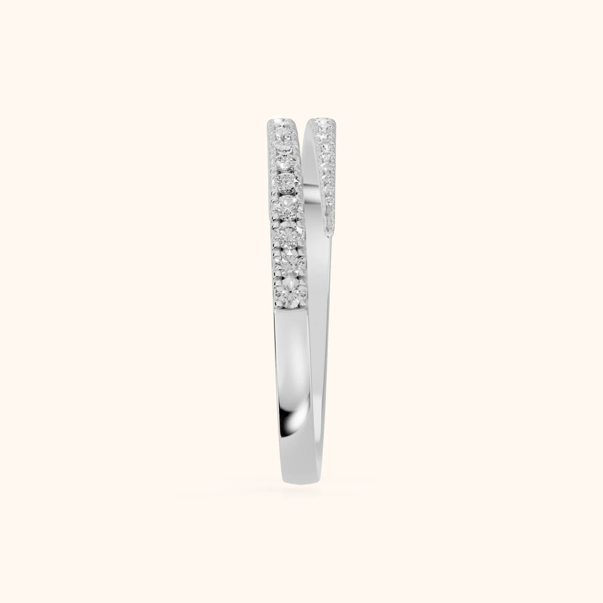 Mina Bypass Round Diamond Wedding Band in Silver - SideView