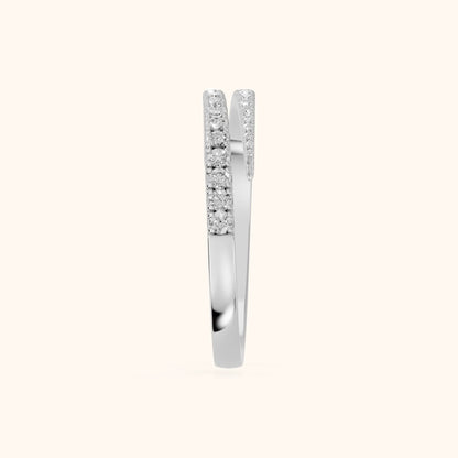 Mina Bypass Round Diamond Wedding Band in Silver - SideView