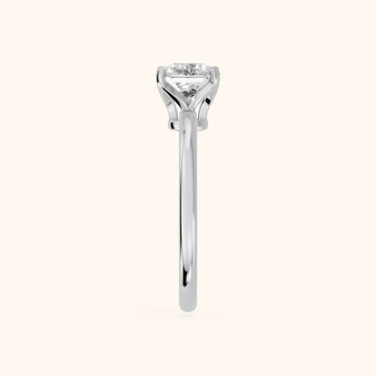 Flora Guardian Solitaire Asscher Diamond Engagement Ring in Platinum - SideView