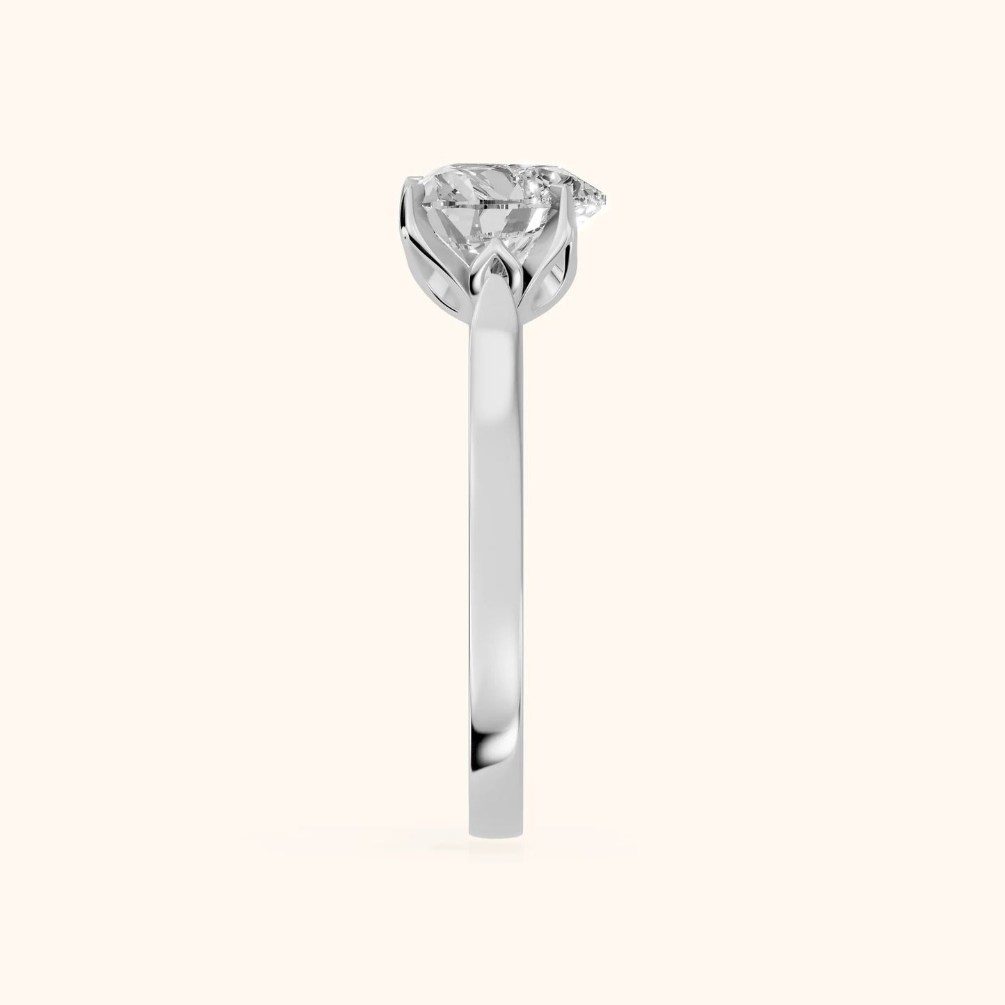 Isabella Bloom Solitaire Heart Diamond Engagement Ring in White Gold - SideView