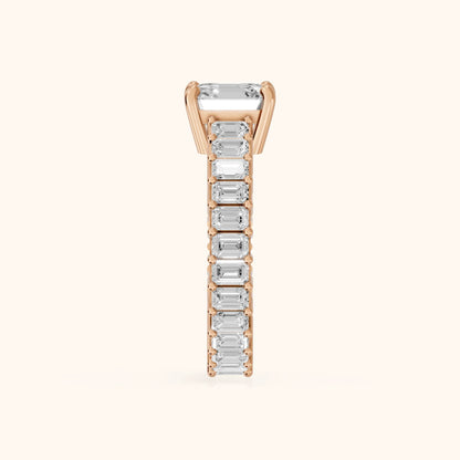 Mallory Shared Prong Asscher Diamond Engagement Ring in Rose Gold - SideView.webp